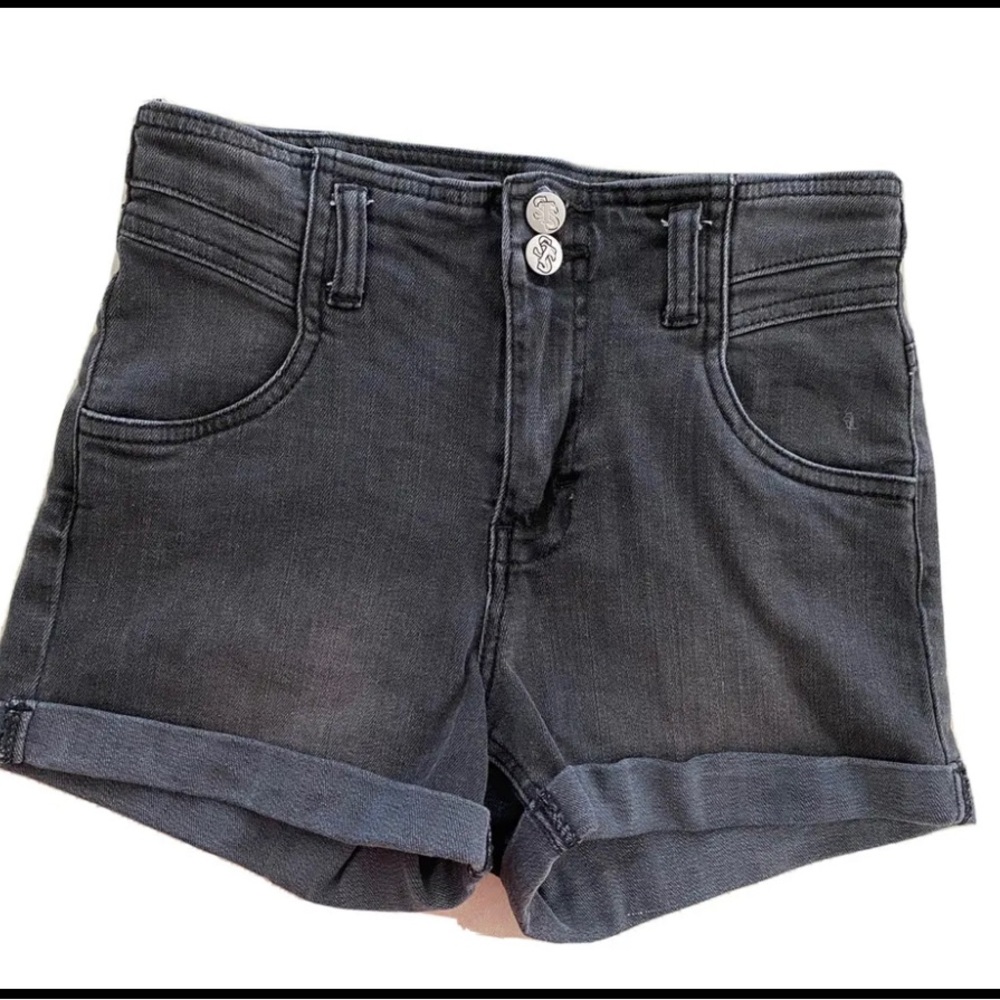STS Black Faded Jean Short-Junior Size  -Rolled Cuff- High Waisted-Perfect UC
